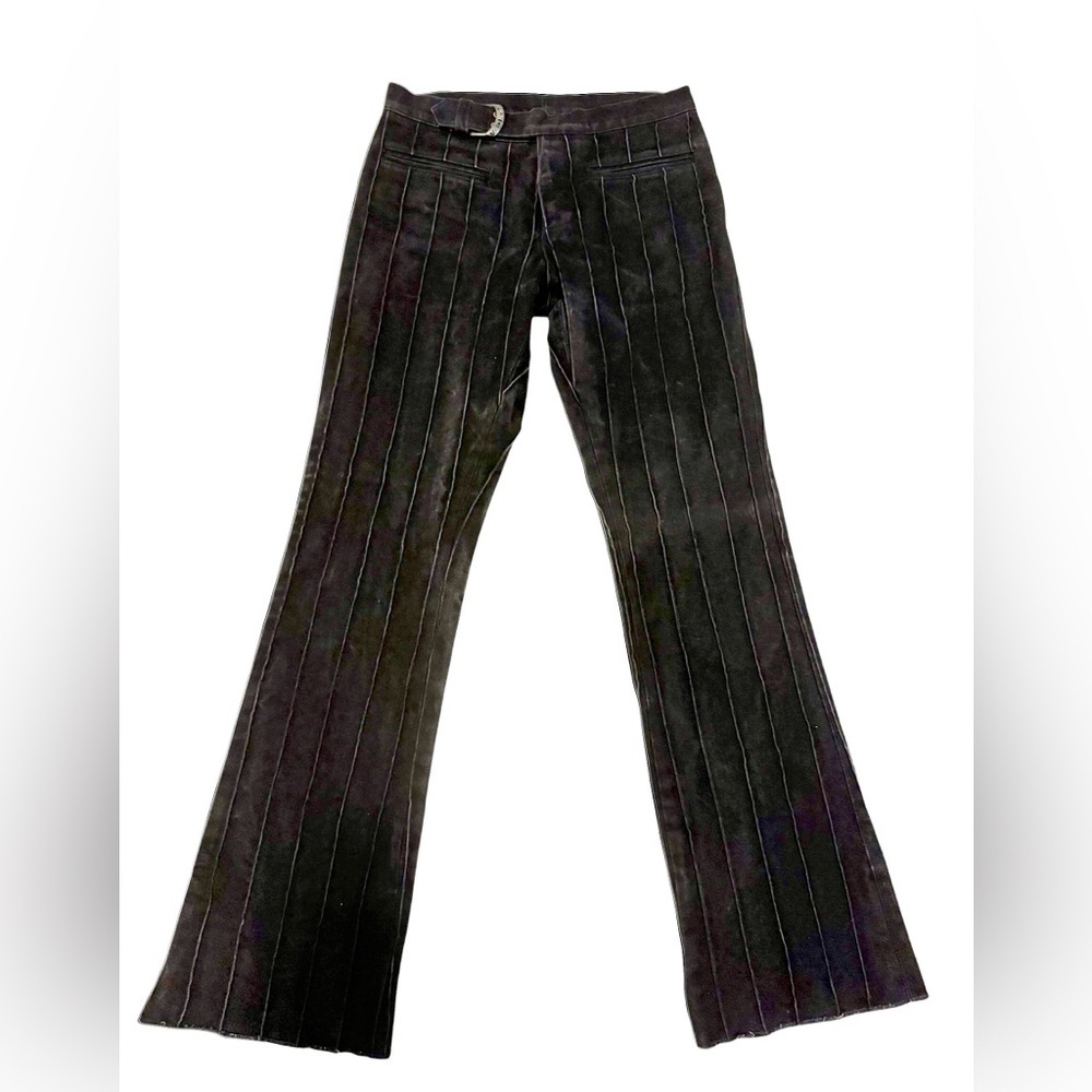 SUPER RARE Lords of LA Black Raised Line Jeans with Silver Buckle